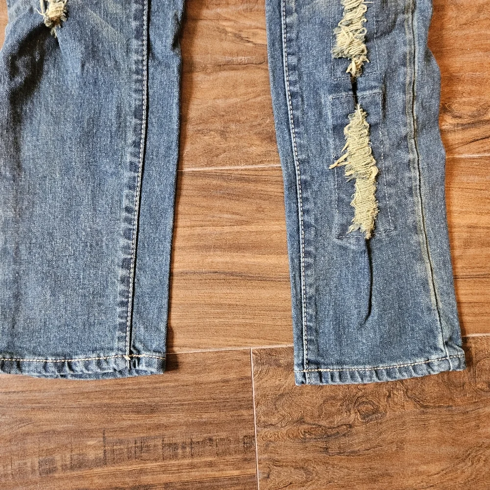 Women's Black Crystal Distressed Jeans Juniors 7 30x31 - Picture 5 of 8